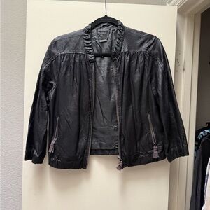 Vintage Juicy Perforated Black 100% leather Jacket - Lightweight Zip Front